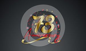 Anniversary celebration background. with the 73rd number in gold and with the words golden anniversary celebration