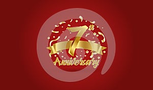 Anniversary celebration background. with the 7th number in gold and with the words golden anniversary celebration