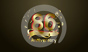 Anniversary celebration background. with the 86th number in gold and with the words golden anniversary celebration