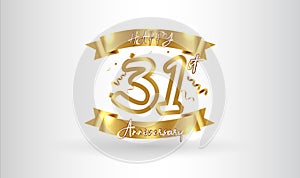 Anniversary celebration background. with the 31st number in gold and with the words golden anniversary celebration