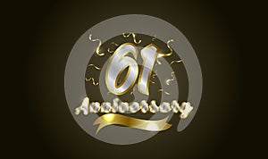 Anniversary celebration background. with the 61st number in gold and with the words golden anniversary celebration photo