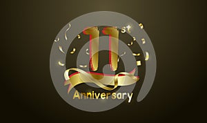 Anniversary celebration background. with the 11th number in gold and with the words golden anniversary celebration