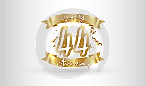 Anniversary celebration background. with the 44th number in gold and with the words golden anniversary celebration