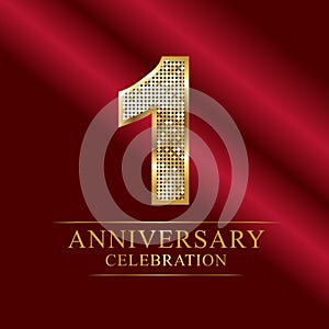 Anniversary celebration logotype. 1st anniversary logo.disco numbers.