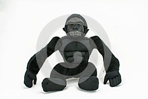 Soft toy gorilla on white background