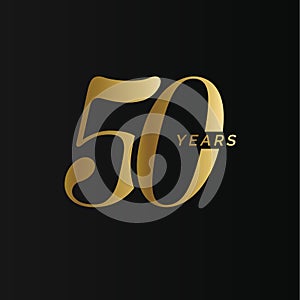 Anniversary company logo, 50 years, fifty gold number, wedding anniversary, memorial date symbol set, golden year