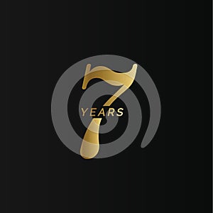 Anniversary company logo, 7 years, seven gold number, wedding anniversary, memorial date symbol set, golden year