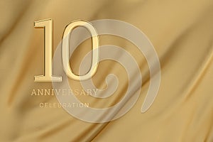 Anniversary concept golden ribbon background and words. 3d illustration