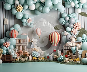 Anniversary custom-made circus theme, backdrop, composit image only