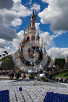 Anniversary decorations in front of the castle