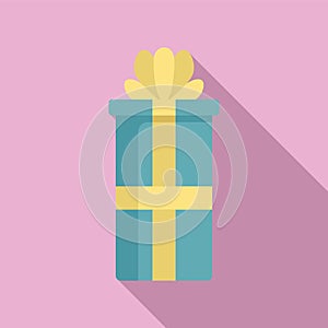 Anniversary gift box icon flat vector. Card box present