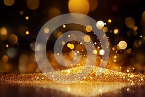 Anniversary glamour Golden glitter bokeh for a celebratory abstract background