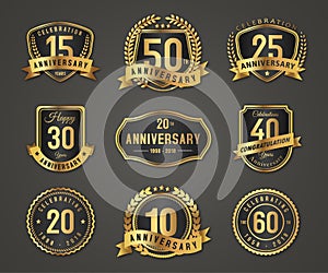 Anniversary gold badge label logo