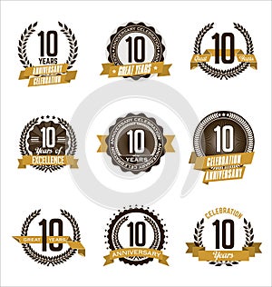 Anniversary Gold Badges 10th Years Celebrating