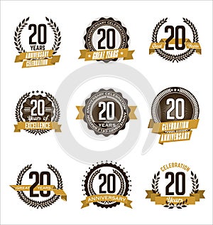 Anniversary Gold Badges 20th Years Celebrating photo