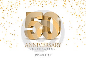 Anniversary 50. gold 3d numbers.
