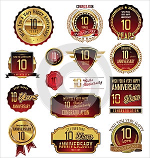 Anniversary golden labels collection 10 years