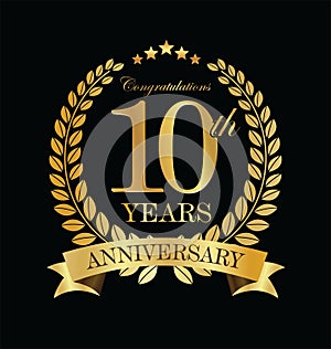 Anniversary golden laurel wreath 10 years