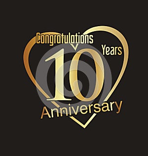 Anniversary golden laurel wreath and badges 10 years