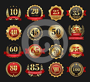 Anniversary golden signs set