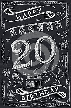 Anniversary Happy Birthday Card Design on Chalkboard