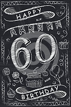 Anniversary Happy Birthday Card Design on Chalkboard