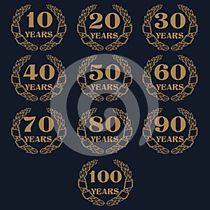 10-100 anniversary laurel wreath icon.