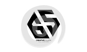 65 anniversary with modern hexagonal shape number abstract monogram logo