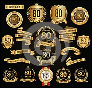 Anniversary retro vintage badges and labels vector illustration