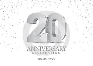 Anniversary 20. silver 3d numbers