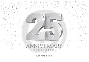 Aniversario 25. plata  tridimensional números 