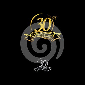 Anniversary vector unusual label. thirty year symbol. Birthday abstract logo. 30th jubilee