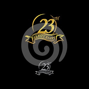Anniversary vector unusual label. twentythree year symbol. Birthday abstract logo. 23th jubilee photo