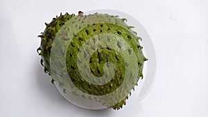 Annona Muricata or soursop, graviola  or sirsak in indonesia Language, shot on  with white background , selective focus