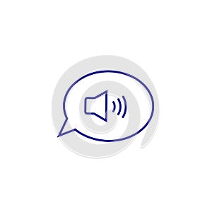 Announce megaphone speak line icon. Bullhorn speaker noise message