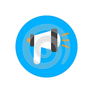 Announcement flat icon. Round colorful button, Megaphone loudspeaker circular vector sign, logo illustration