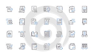 Announcements line icons collection. Notifications, Bulletins, Notices , Declarations, Statements, Updates, Dispatches photo