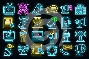 Announcer icons set vector neon