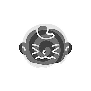 Annoyed baby face vector icon