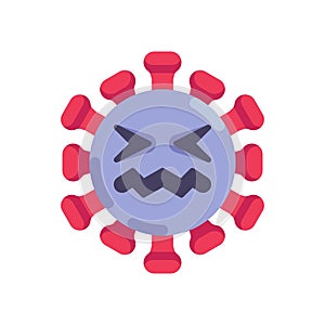 Annoyed coronavirus emoticon flat icon
