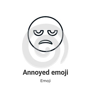 Annoyed emoji outline vector icon. Thin line black annoyed emoji icon, flat vector simple element illustration from editable emoji