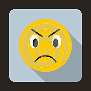 Annoyed emoticon icon, flat style