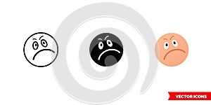 Annoyed emotion icon of 3 types color, black and white, outline. Isolated vector sign symbol