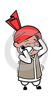 Annoyed Haryanvi Old Man Cartoon