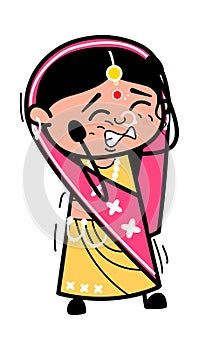 Annoyed Indian Woman Cartoon