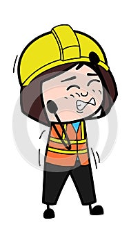 Annoyed Lady Engineer Cartoon