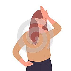 Annoyed woman facepalm gesture isolated illustration