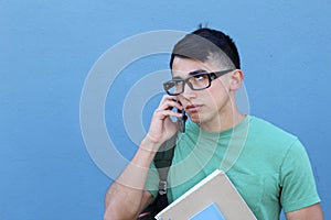 Annoyed young male on the phone