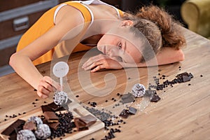 Annoyed young woman being unhappy with her diet