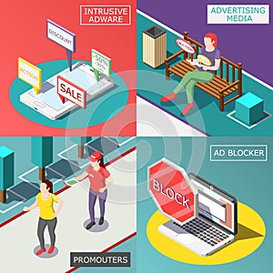 Annoying Advertisement Isometric Design Concept